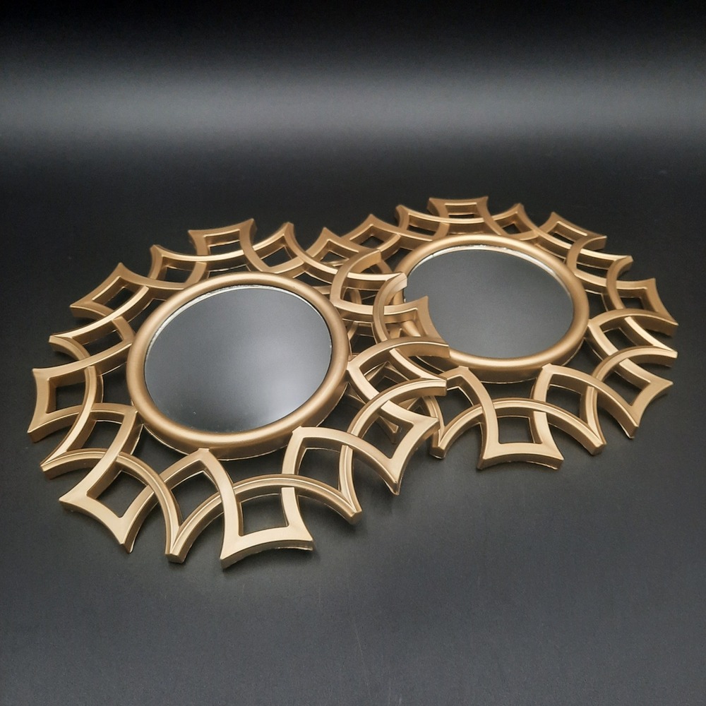 Gold Sunburst Mirror Round Decorative Wall Accent Art 10 Inch Diameter